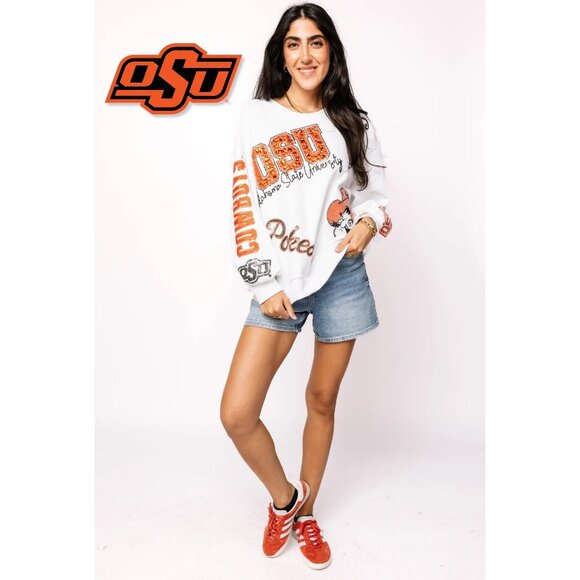 NWT, Medium, Queen of Sparkles Oklahoma State Cowboys OSU Women's Sweatshirt - Picture 2 of 10